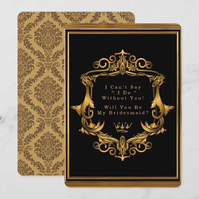 Convites Royal Black Dourado Nouveau Você Será Minha Porta- (Frente/Verso)