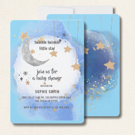 Convites Royal Blue And Gold Abstract Moon Stars