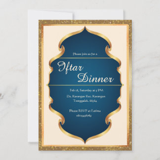 Convites Royal Blue and Gold Iftar Dinner Invitation
