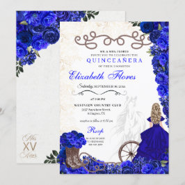 Convites Royal Blue Cowgirl Ranchero Western Quinceanera
