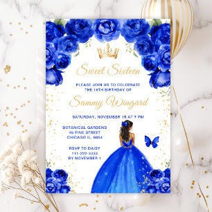Convites Royal Blue Dark Skin Princess Sweet