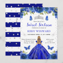Royal Blue Dress Blonde Princess Sweet 16