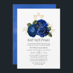 Convites Royal Blue e Dourado Bat Mitzvah<br><div class="desc">Vintage watercolor floal bat mitzvah convites com faixas de cores projetadas para ser rápida e facilmente personalizadas de acordo com as suas especificações de evento.</div>