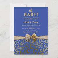 Royal Blue e Dourado Glam Estampa de Leopardo Chá