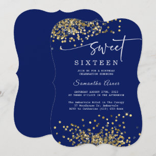 Convites Royal Blue e prata Sweet Sixteen