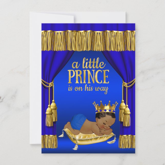 Convites Royal Blue Ethnic Prince Baby Shower Invits (Frente)