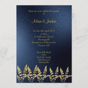Convites ROYAL BLUE gold leaf ELEGANT CLASSY WEDDING