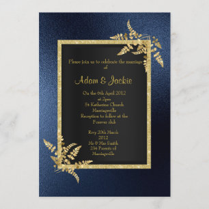 Convites ROYAL BLUE gold leaf ELEGANT CLASSY WEDDING