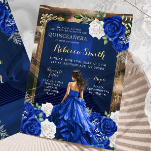 Convites Royal Blue Grand Palace Quinceañera Princess