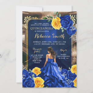 Convites Royal Blue Grand Palace Quinceañera Princess