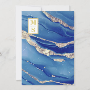 Convites *~ Royal Blue Initials Agate AR66 RSVP QR Wedding