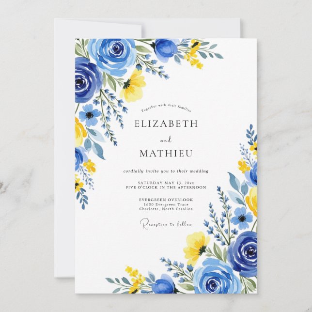 Convites Royal Blue Luminous Summer Wedding (Frente)