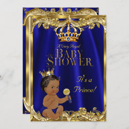 Convites Royal Blue Marinho Dourado Prince Chá de fraldas E