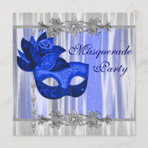 Convites Royal Blue Mascarada Party