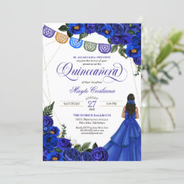 Convites Royal Blue Papel Picado Quinceañera 15 Birthday