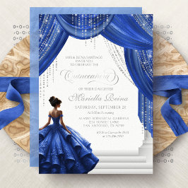Convites Royal Blue Princess Dress Elegante Quinceanera
