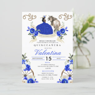 Convites Royal Blue Rosa Cowgirl Western Ranch Quinceañera