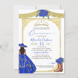 Convites Royal Blue Rosa Elegante Western Charro Quinceaner