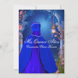 Convites Royal Blue Rosa Quinceanera