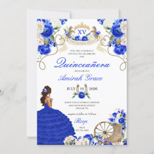 Convites Royal Blue Rosa Western Cowgirl Quinceañera