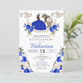 Convites Royal Blue Rosa Western Fiesta Quinceañera
