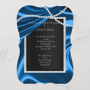 CONVITES ROYAL BLUE SATIN, DIAMOND ELEGANT CLASSY WEDDING