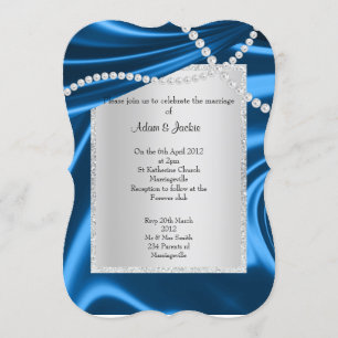 CONVITES ROYAL BLUE SATIN, DIAMOND ELEGANT CLASSY WEDDING