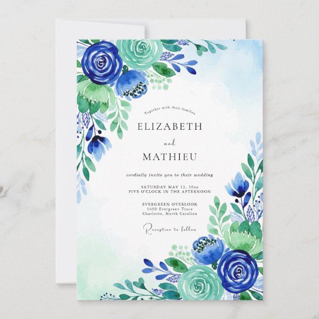 Convites Royal Blue Serene Meadow Wedding (Frente)