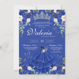 Convites Royal Blue Silver Rosa Elegant Princesas