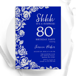 Convites Royal Blue Silver Rosa Surprise 80