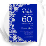 Convites Royal Blue Silver Rosas Surpresa 60º aniversário<br><div class="desc">Surpresa floral de prata azul 60º convite de aniversário. Design elegante com rosas, folha de falso prata e letra de script de tipografia. A Trendy convida o cartão perfeito para uma festa de na moda. Pode ser personalizado para qualquer idade. Impressos convites Zazzle ou modelo de impressão digital instantânea para...</div>