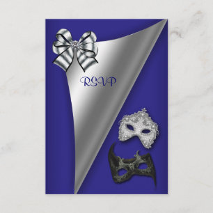 Convites Royal Blue Silver Sweet 16 Partido Mascarada