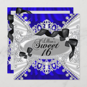 Convites Royal Blue Sparkle Diamond & Arco Sweet 16 Invite