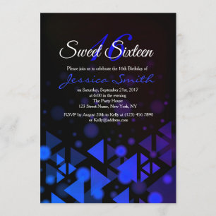 Convites Royal Blue Sweet 16 Party