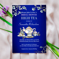 Royal Blue Vintage Rustic Watercolor High tea