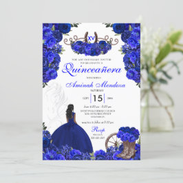 Convites Royal Blue Western Princess Charro Quinceanera