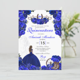 Convites Royal Blue Western Princess Charro Quinceanera