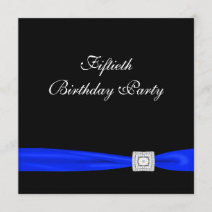 Convites Royal Blue Womans Classy Black 50th Festa de anive