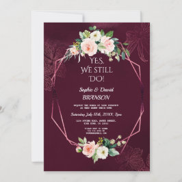 Convites Royal Burgundy Blush Flowers Vow Renewer