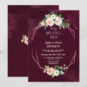 Convites Royal Burgundy Blush Flowers Vow Renewer