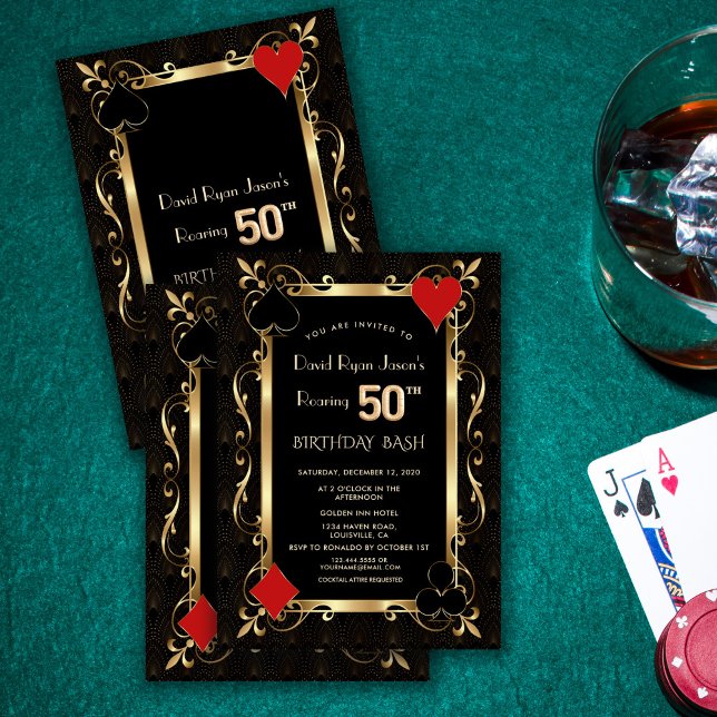 Convites Royal Casino Poker Roaring 50th Birthday Bash (Criador carregado)