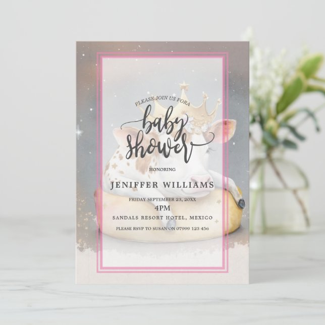 Convites Royal Cow Dreaming on Cheese Throne                (Em pé/Frente)