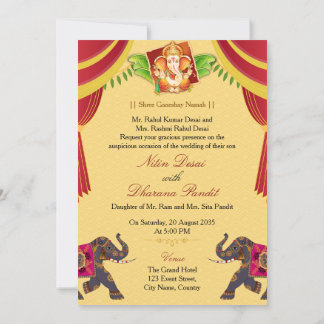 Convites Royal Ganesha Indian Hindu Wedding Invitation