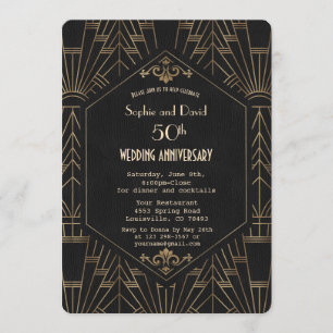 Convites Royal Gold Black Grande Gatsby  Aniversário de Cas