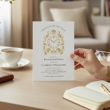 Royal Gold Flourish Clock Retirement Party Announc