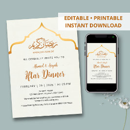 Convites Royal Gold Ornamental Arch Iftar Dinner Invitation