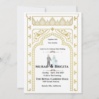 Convites Royal Indian Wedding Invitation – Gold Design