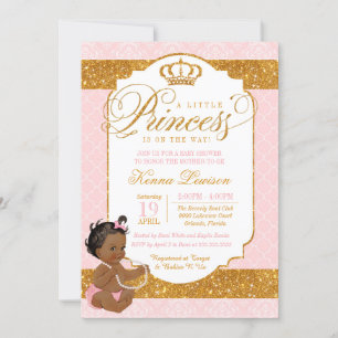 Convites Royal Little Princess Pink e Dourado Chá de frald