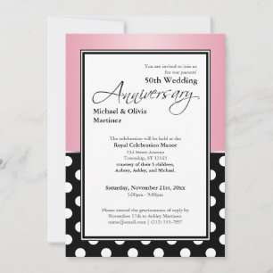 Convites Royal Preto Bolha de Rosa 50º Aniversário