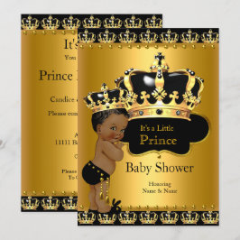 Convites Royal Prince Chá de fraldas Black Dourado Ethnic